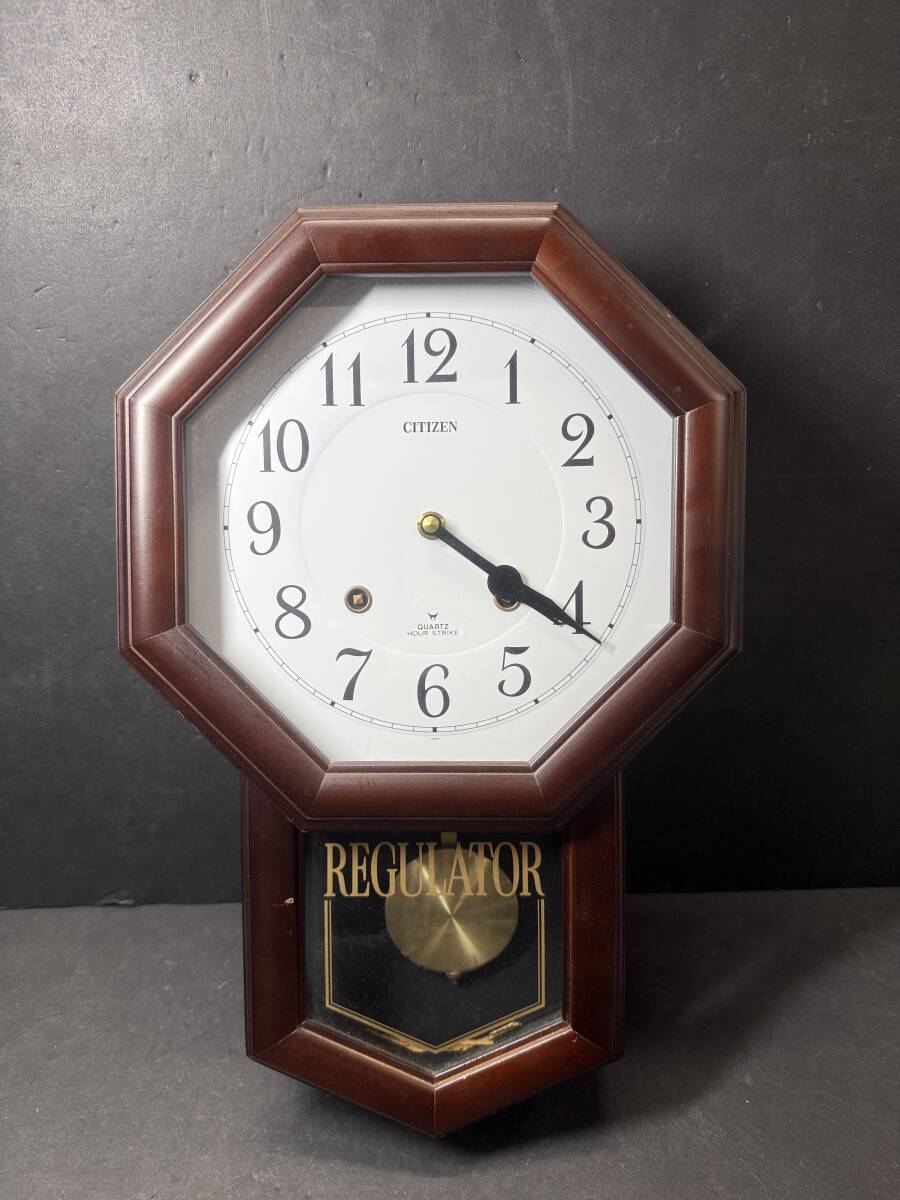 ★コレクター必見 CITIZEN REGULATOR シチズン 振り子時計 掛け時計 チャイム 昭和レトロ インテリア 壁掛 飾り コレクション 現状品 Au728