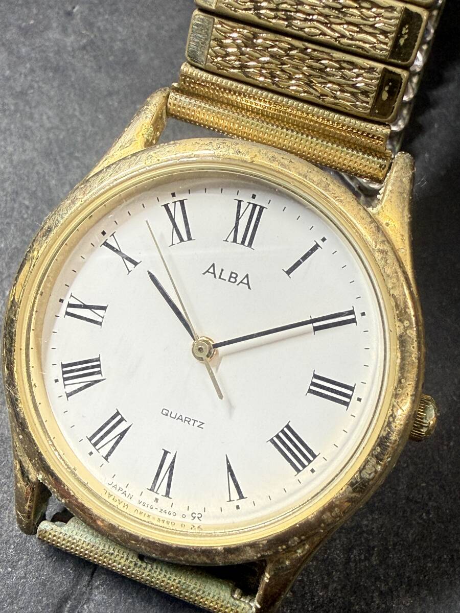 ★コレクター必見 ビンテージ SEIKO ALBA V515-2460 D セイコー アルバ 腕時計 動作未確認 ジャンク 飾り コレクション 現状品 Au734