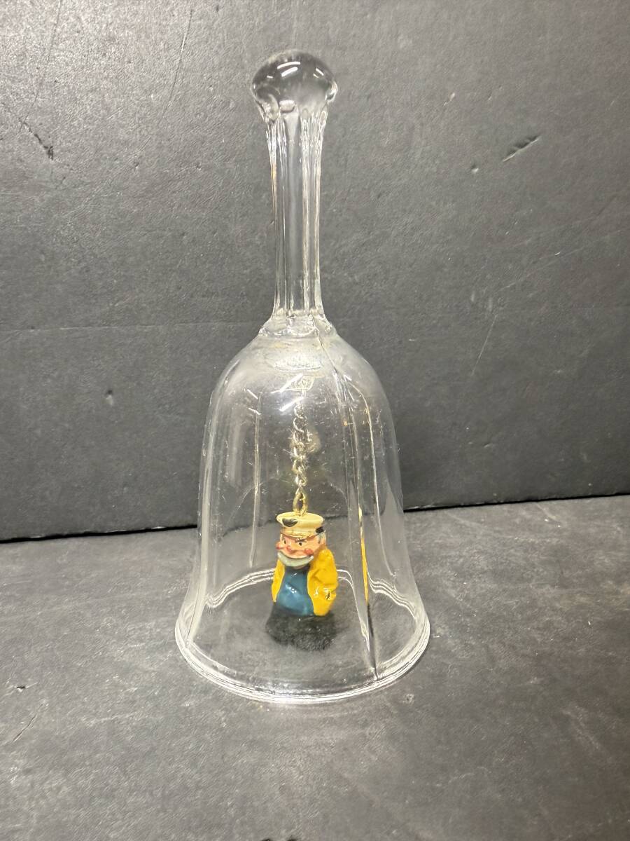 ★コレクター必見 ビンテージ ガラス ハンドベル 船長？ 水兵？ 呼び鈴 置物 飾り コレクション 現状品 Au828