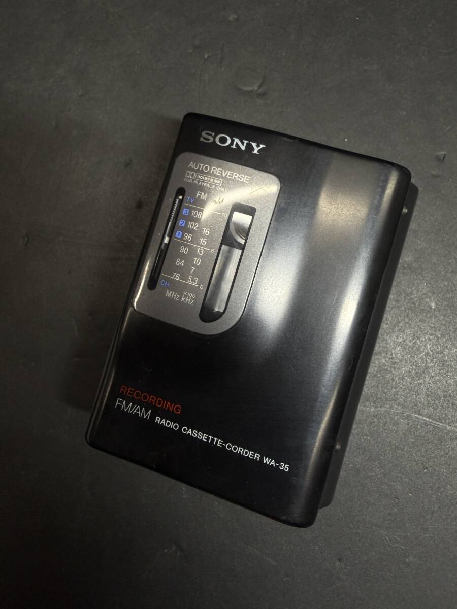 ★コレクター必見 通電可 ビンテージ SONY FM/AM ソニー ラジオカセットレコーダー WA-35 録音 再生 コレクション 部品取り 現状品 Au876