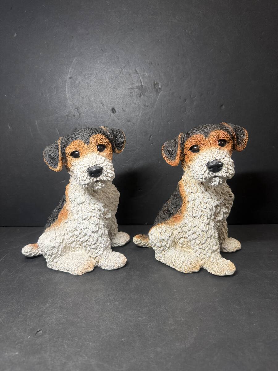 ★コレクター必見 ビンテージ イタリア製 Castagna カスターニャ ジャックラッセルテリア 犬 オブジェ 2点 インテリア 置物 樹脂 Au936