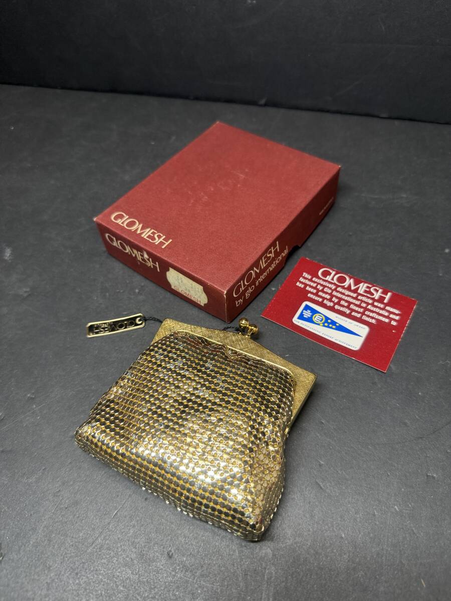 ★コレクター必見 未使用品 ビンテージ GLOMESH AUSTRALIA がま口 小銭入れ 財布 コインケース 金色 ゴールド さいふ 現状品 Au945