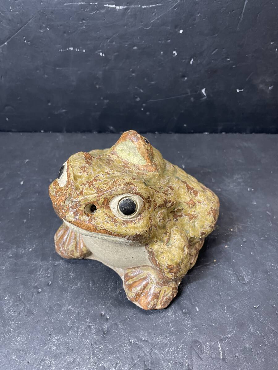 ★コレクター必見 信楽焼？ 陶器製 蛙 かえる 親子蛙 置物 インテリア オブジェ 陶芸 縁起物 飾り コレクション 現状品 Sp35