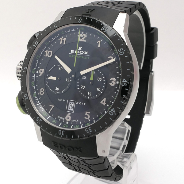 EDOX エドックス クロノラリー1 10305 クロノグラフ ブラック文字盤 クォーツ メンズ ウォッチ◆ 送料無料 ◆ 質屋 つじの-250471