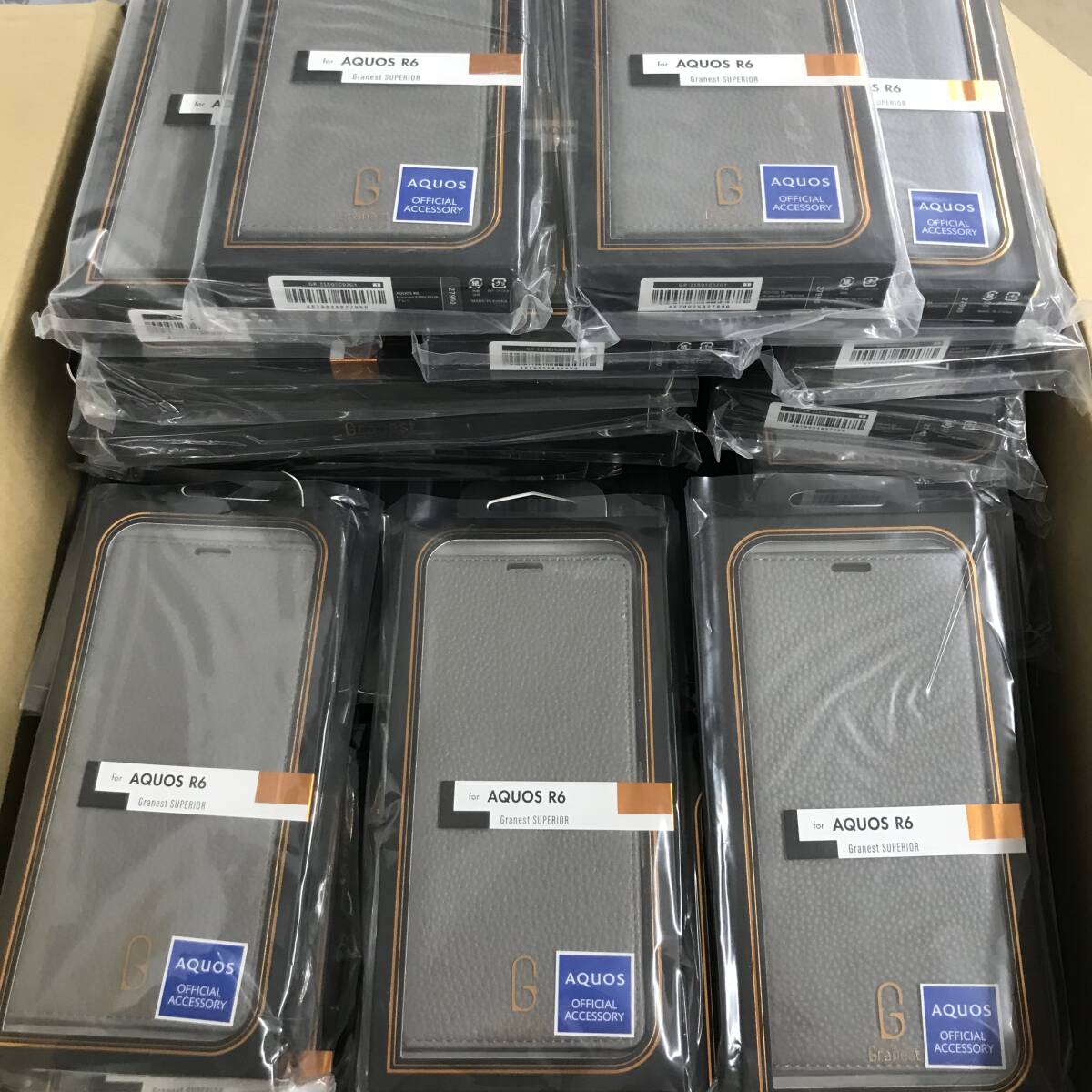 AQUOS R6 ケース カバー まとめ売り 96個 スマホケース 本革風 レザー アクオス 手帳型 SH-51B SH-M22 A101SH GR-21SQ1C02GY グレー