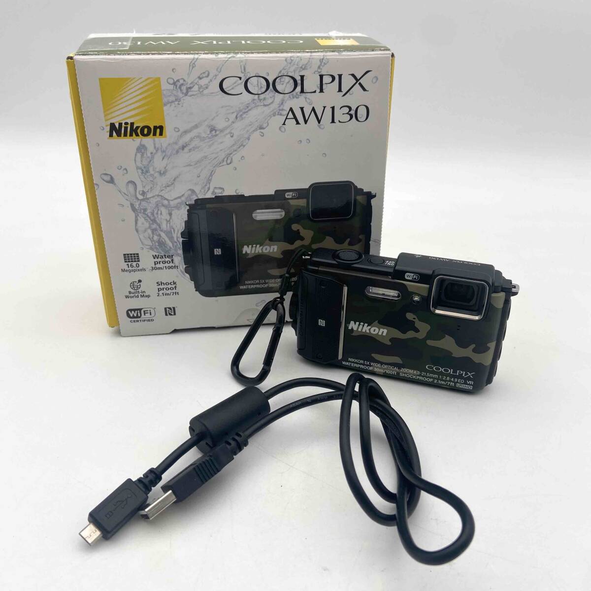 1円～ NIKON COOLPIX AW130 迷彩柄 コンパクトデジタルカメラ ニコン クールピクス Y142