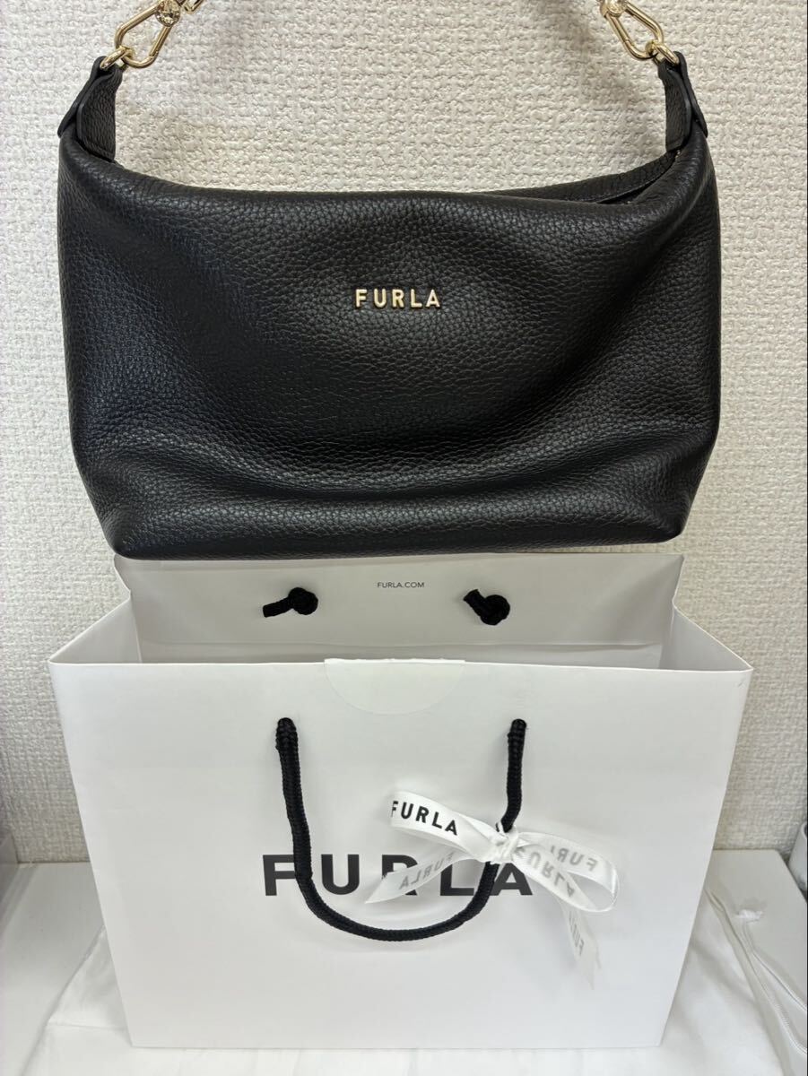 H【12E66】 未使用品 フルラ FURLA ショルダーバッグ SOPHIE ソフィ 黒 ブラック FURLA 紙袋 箱 2way 美品 ハンドバッグ