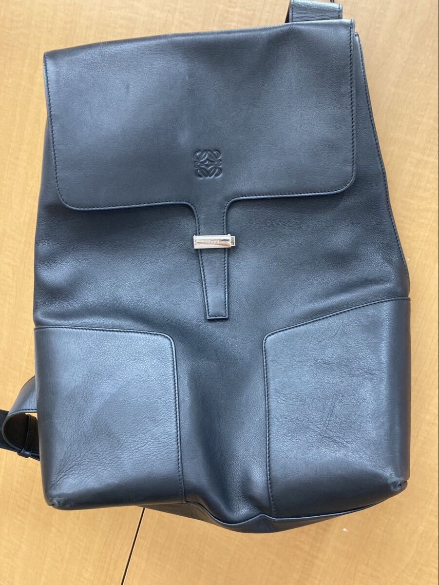 M【12E96】 ロエベ LOEWE アナグラム ショルダー バッグ ワンショルダー ボディバッグ 斜め掛 ブラック レザー