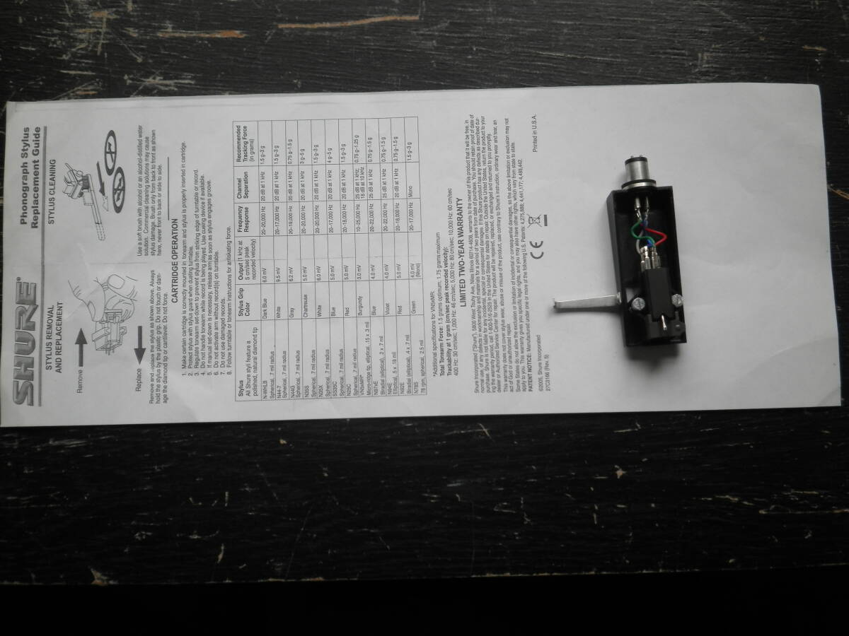 ☆送料無料！フォノ・カートリッジ、針の名門SHURE M44G*音は左右出ますが針山が少なく交換時期ピュアな音を堪能下さい*パイオニアシェル付