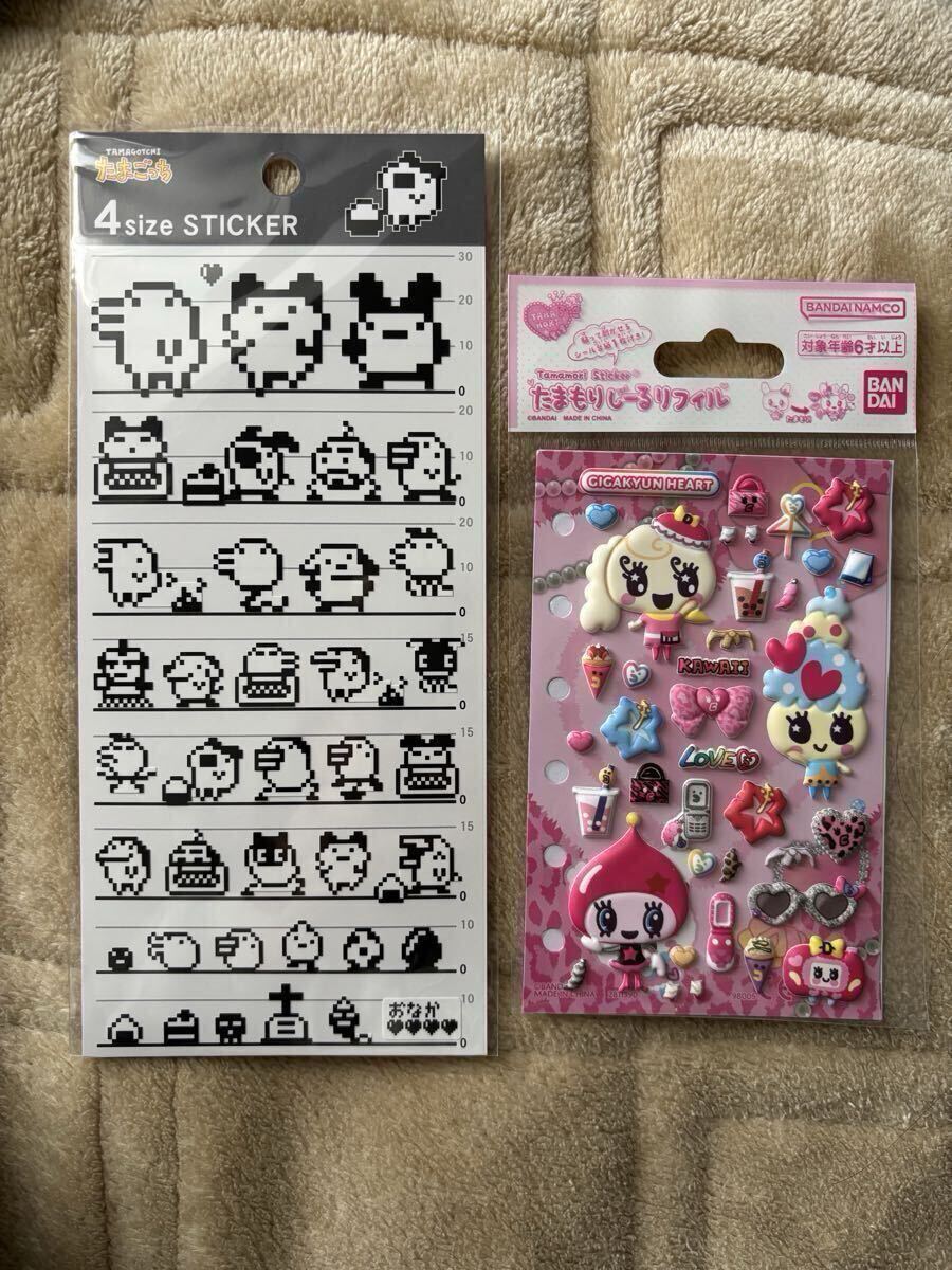 ★未使用★ たまごっち 4sizesticker・ たまもりしーるリフィル ギガキュンハートセット　 BANDAI