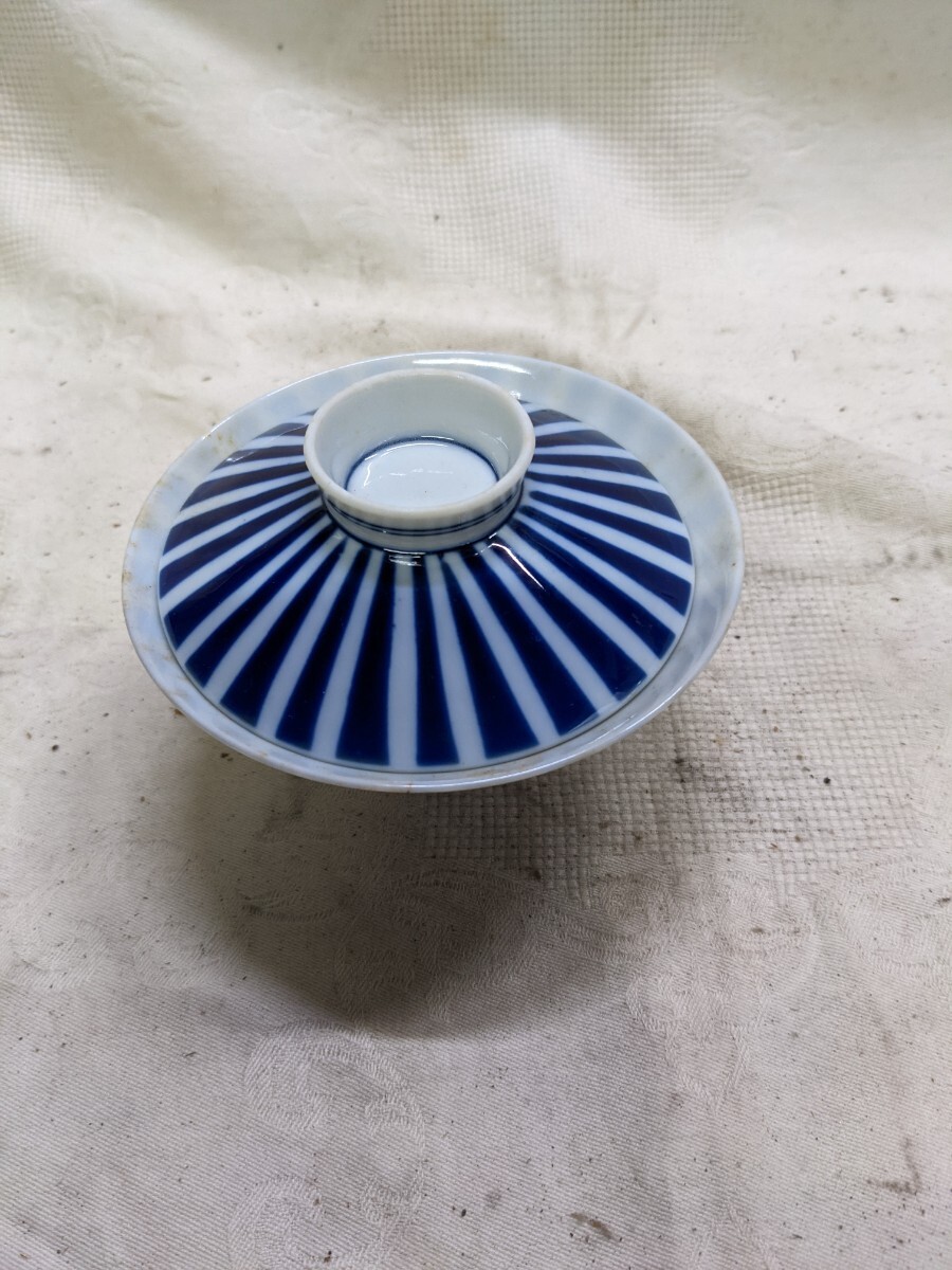蓋付茶碗 染付 骨董品