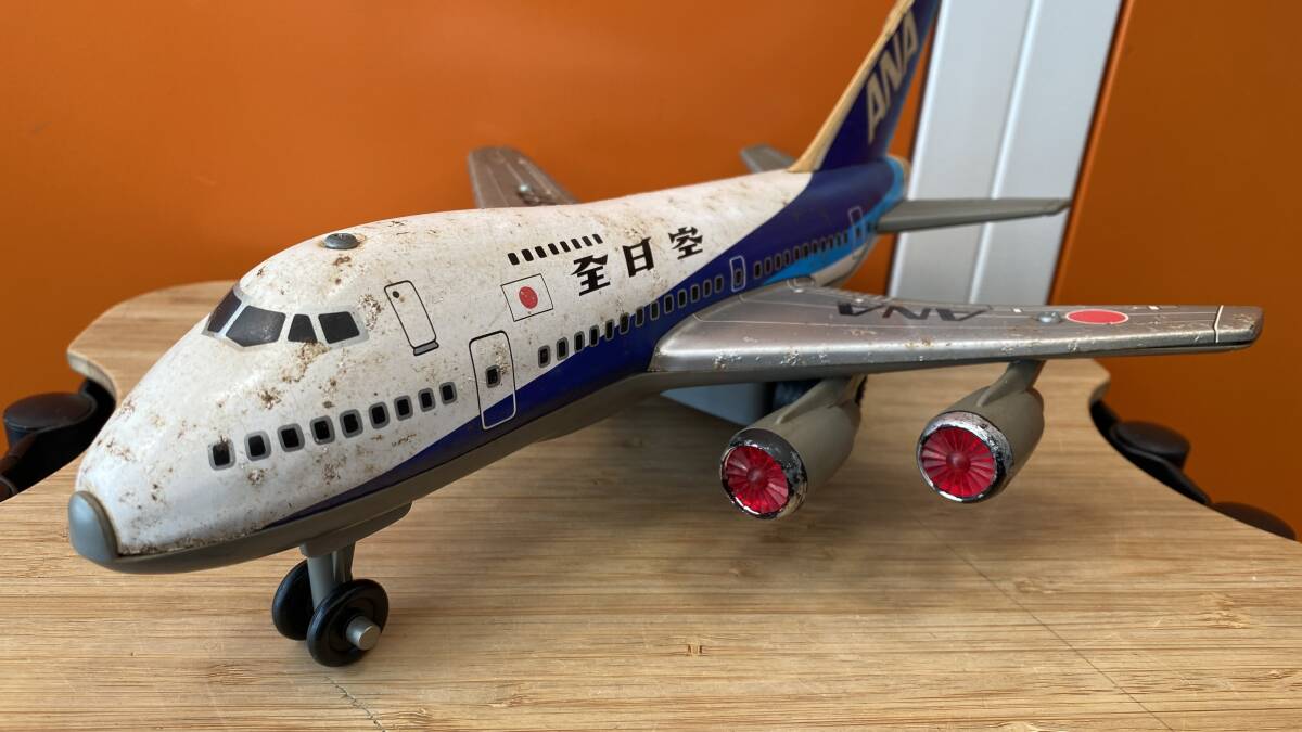 全日空 ジャンボジェット 747 ANA 日本製 ブリキ ビンテージ 飛行機 ZM5498