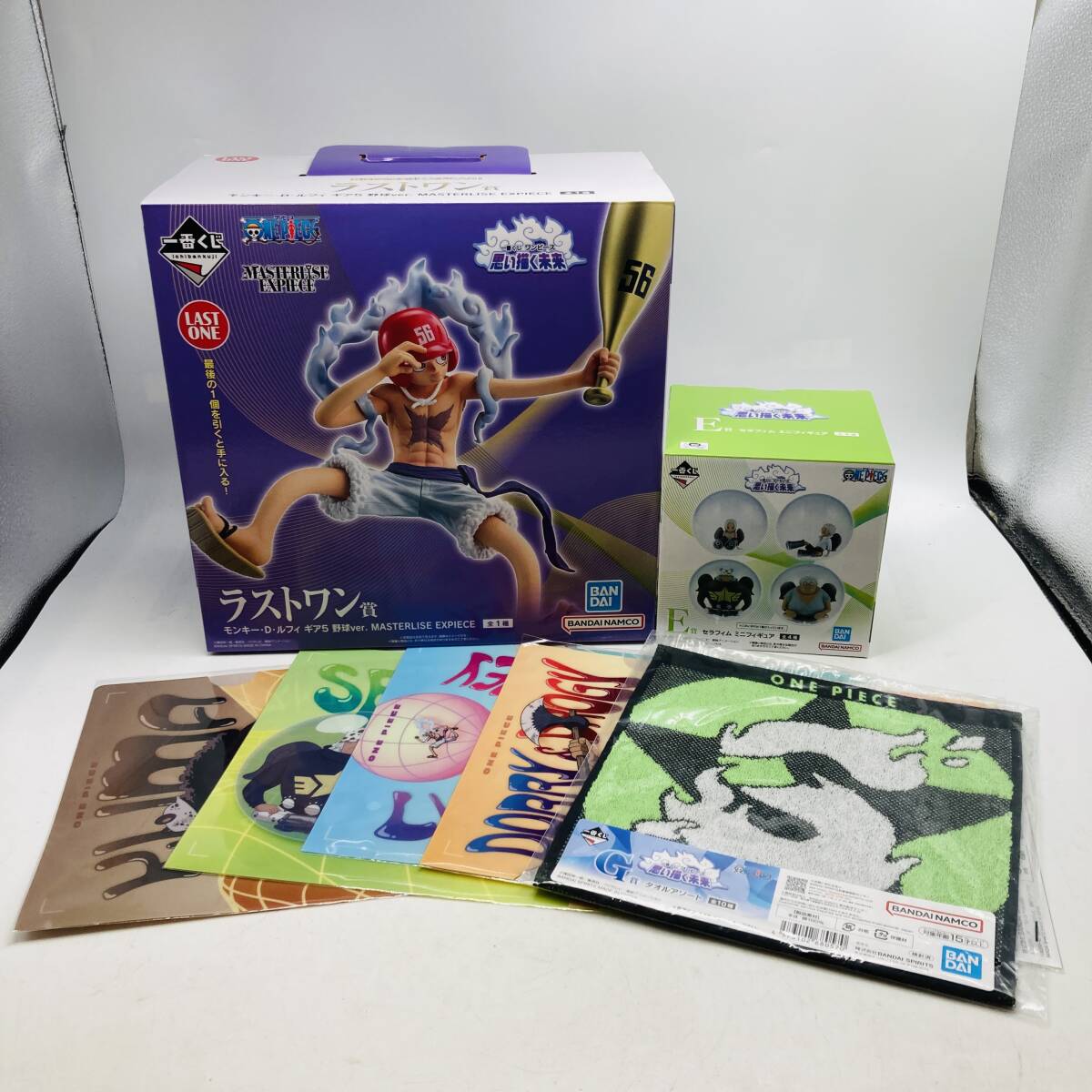 【7556】ONE PIECE ワンピース 一番くじ 思い描く未来 ラストワン賞 E賞 下位賞 未開封品 まとめ ギア5 野球 セラフィム ミニフィギュア