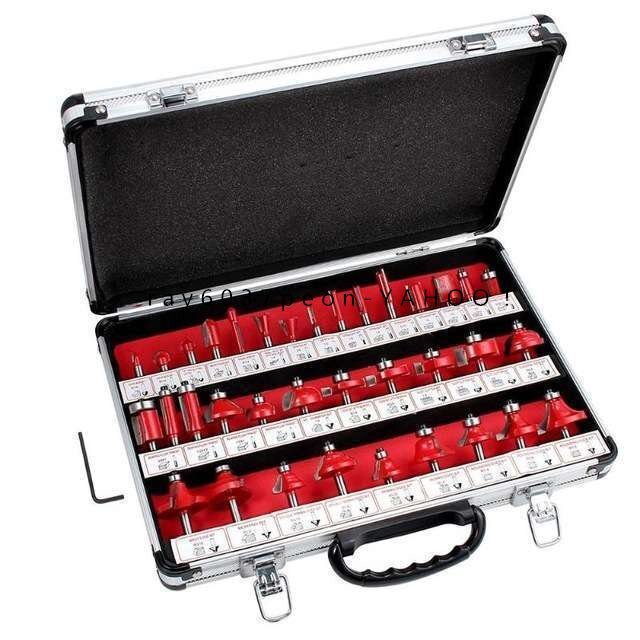 超硬 トリマービットセット 35本組 6mm軸 木工 ルーター用 アルミ収納ケース付 DIY加工工具