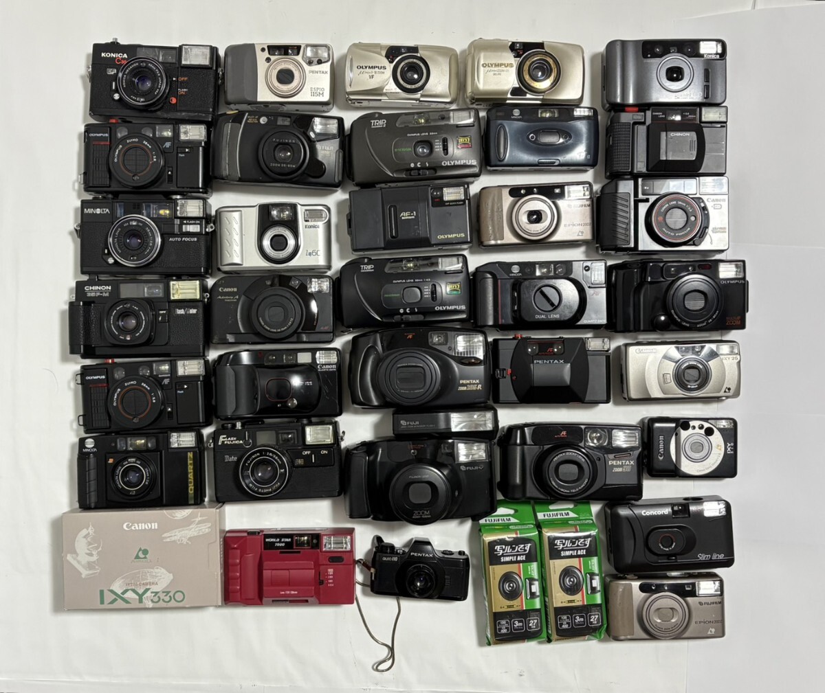 フィルムカメラ コンパクトカメラ レンジファイダー まとめ 大量セット 動作未確認 PENTAX OLYMPUS ミュー μ KONICA C35 Canon Autoboy 他