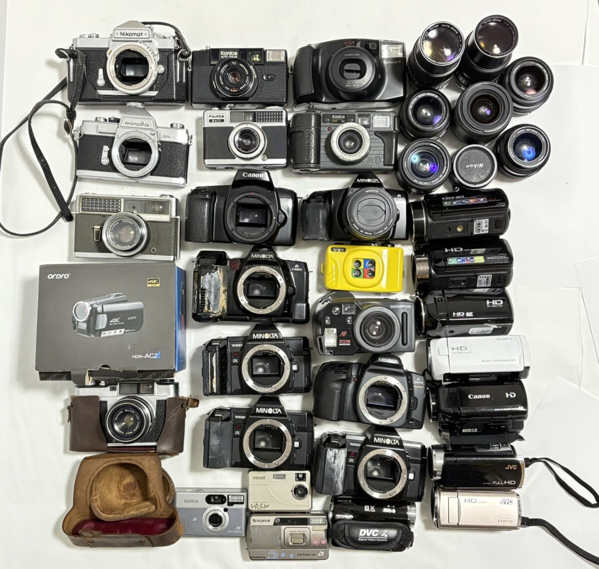 一眼レフカメラ レンズ フィルムカメラ レンジファイダー ビデオカメラ まとめ 大量セット 動作未確認 Canon OLYMPUS MINOLTA KONICA 他