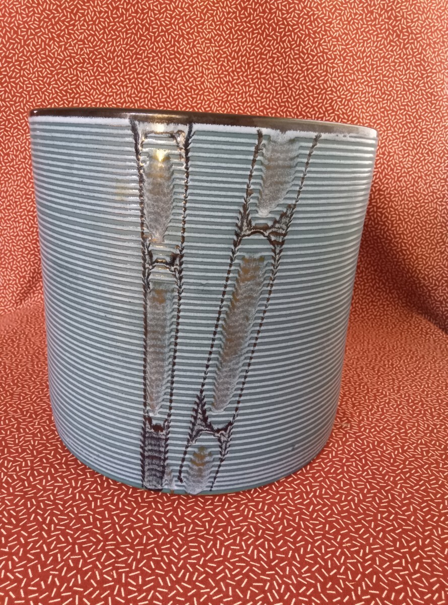 中古☆ 火鉢 入れ物 金魚鉢 陶器 昭和 レトロ 手あぶり アンティーク 植木鉢 当時物 骨董 傘立て 特上