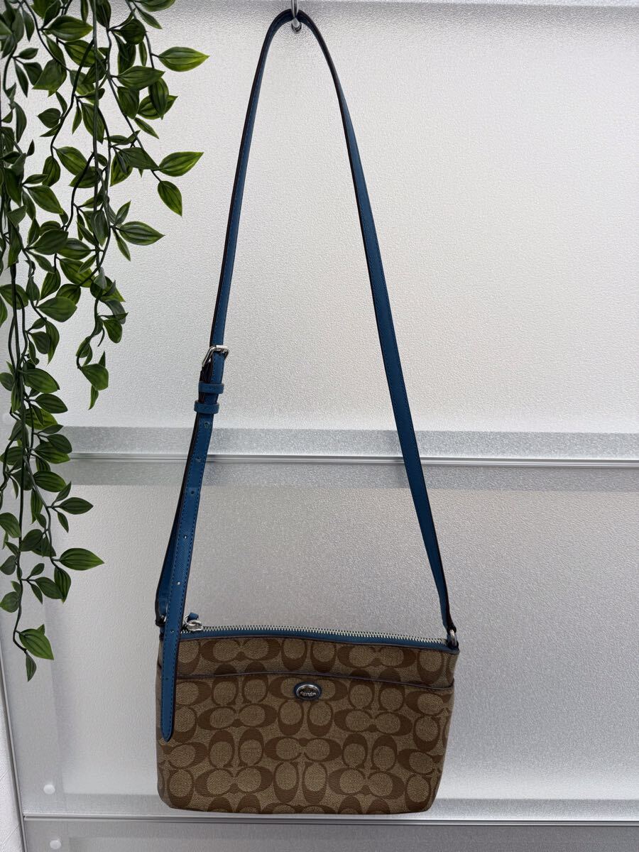 COACH コーチ レザー シグネチャー ショルダーバッグ PVC 総柄