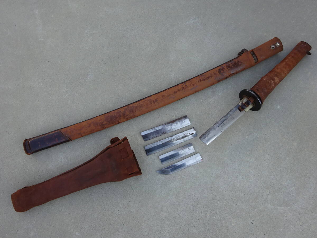 武具　刀装備　革巻き　外装　拵え　切断刃　残欠
