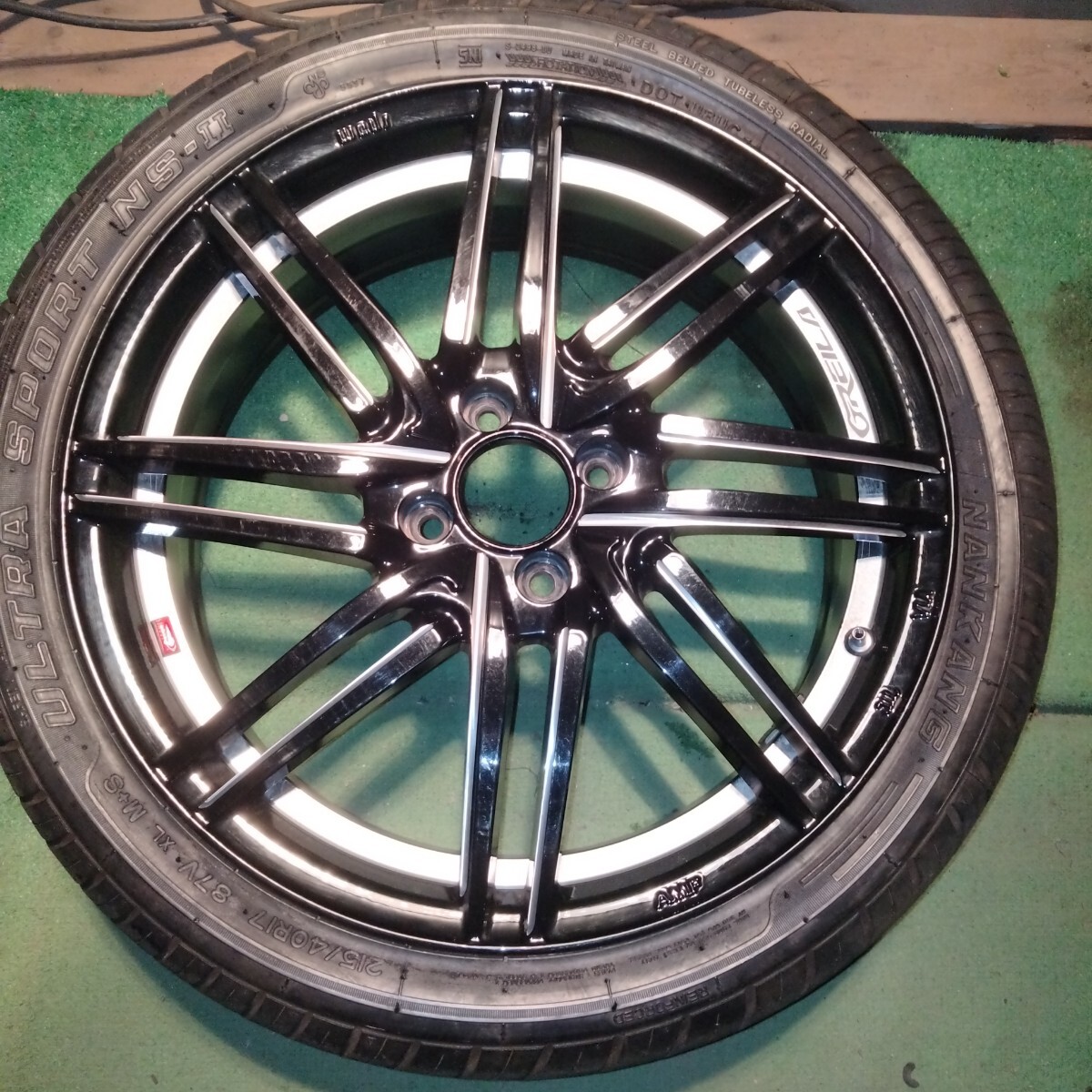 ① バリ山　WEDS LEONIS　GREILA　レオニス　グレイラ アルミホイール　タイヤ付き　4穴　17インチ　6.5J オフセット42 PCD100 中古品