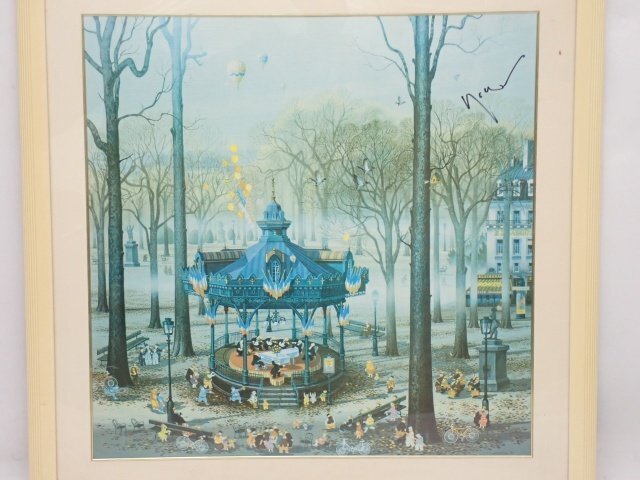 【真作】ヒロ・ヤマガタ 「野外音楽会」 シルクスクリーン 直筆サイン有 額装 配送/来店引取可 □ 7499B-1