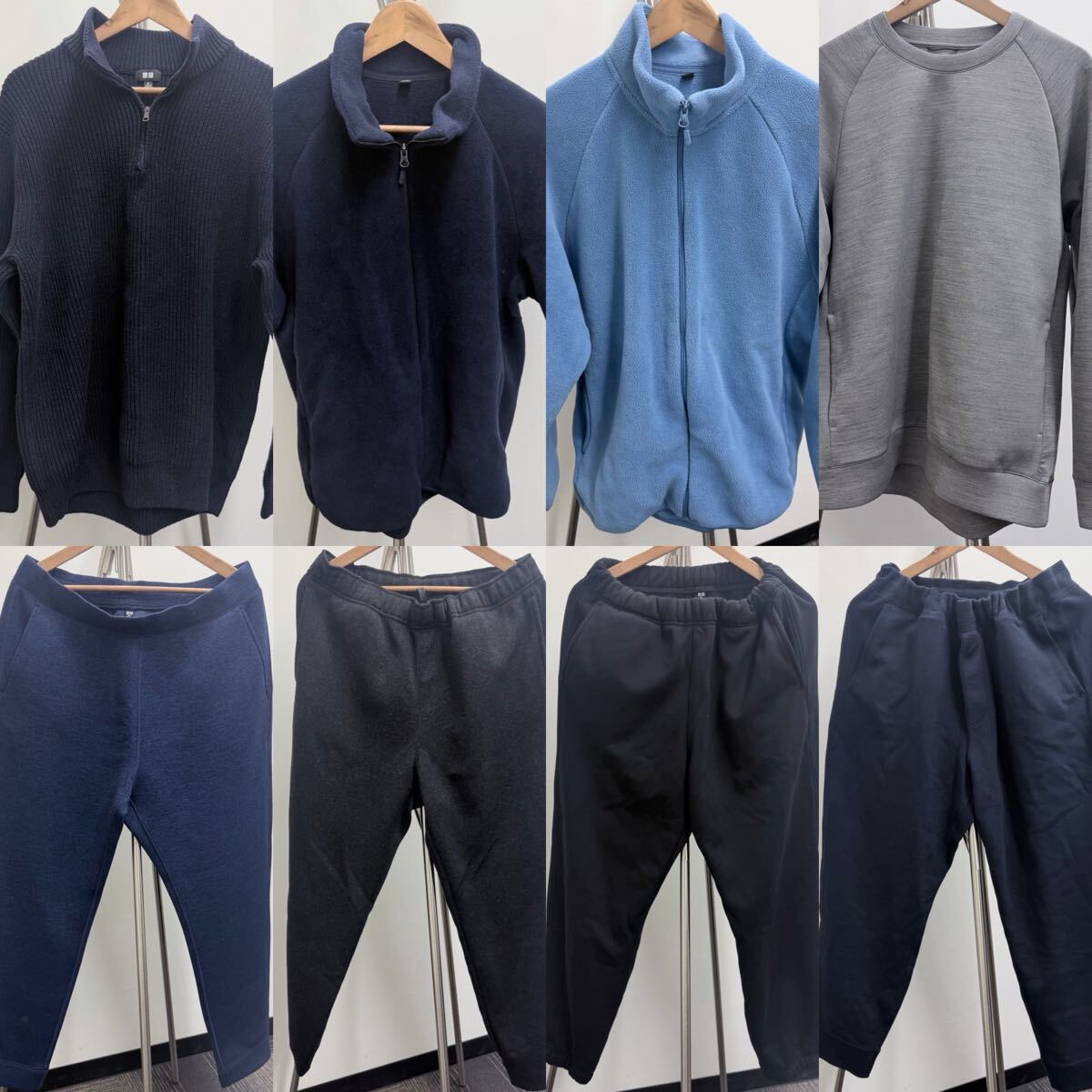 【ユニクロ】UNIQLO XLサイズ 8着まとめ売り ハーフジップセーター 裏起毛スウェット ブラック ネイビー