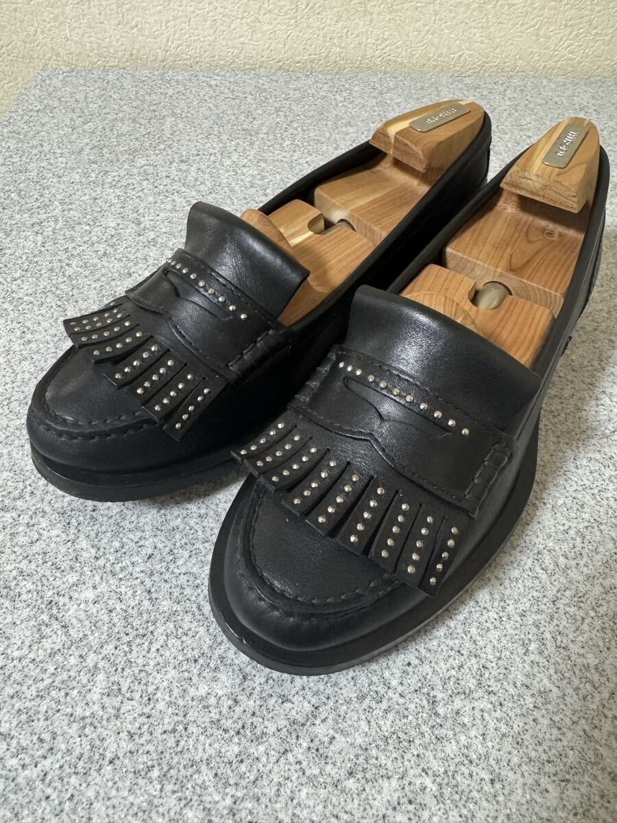 美品です。 SAINT LAURANT PARIS サンローラン パリ スタッズキルトローファー 22cm 35ブラック 小さいサイズ