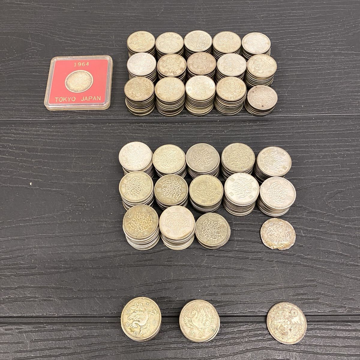 【S3/1KON10】 100円 銀貨 まとめ 東京オリンピック 147枚 / 稲穂 124(+1)枚 / 鳳凰 17枚 /五十銭 1枚/ 日本 古銭 硬貨 記念硬貨 百円 