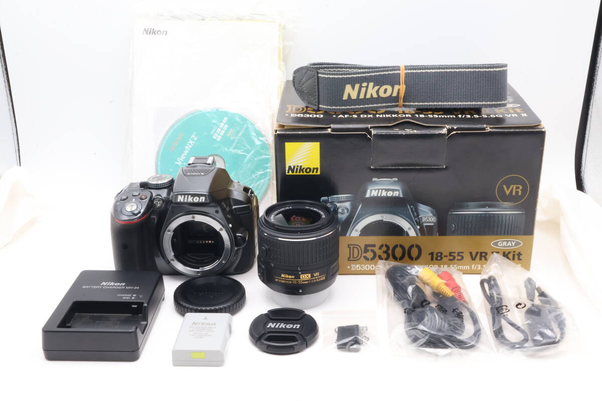 「みんカメ」M46 Nikon ニコン D5300 GRAY グレー 18-55 VR Ⅱ Kit レンズキット / AF-S DX NIKKOR 18-55mm F3.5-5.6G VR Ⅱ 動作確認済み