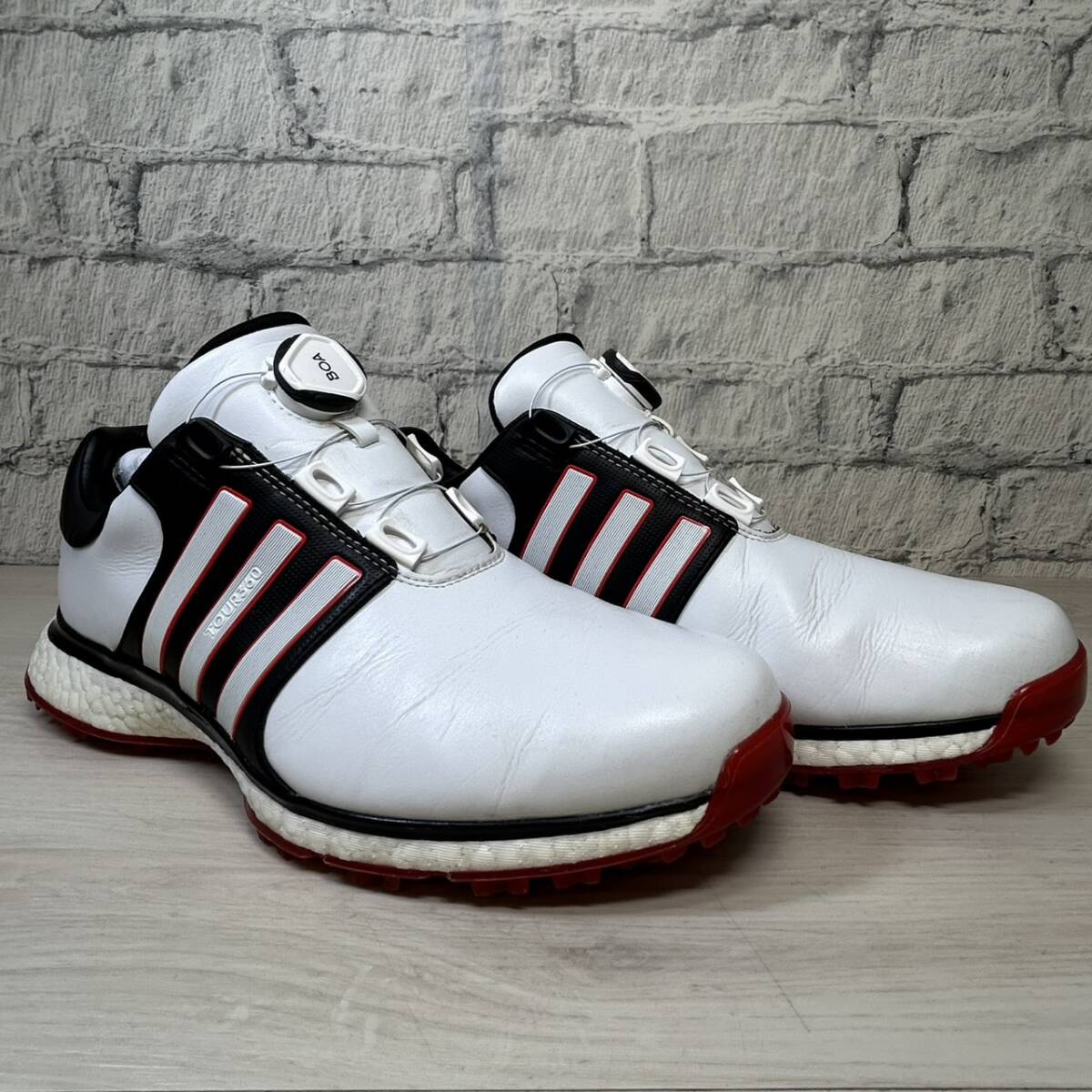 【YH-5405】中古品 adidas Tour360 BOA アディダス ゴルフシューズ ホワイト×ブラック 26cm 箱無し