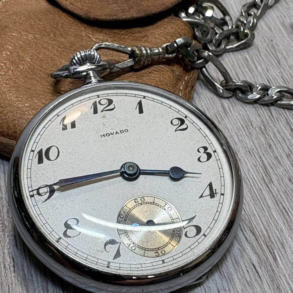 ●【YH-5254】中古稼働品 Hand-wound Pocket Watch SWISS モバード 手巻き 15石 ポケットウォッチ 懐中時計 レトロ 【レタパ可】