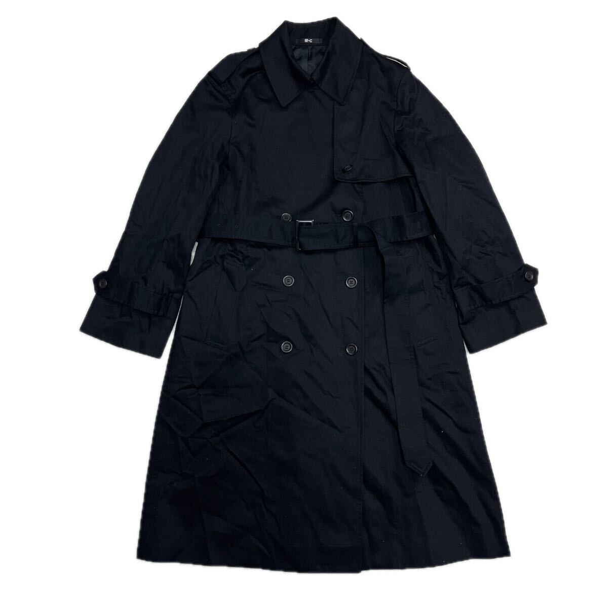 24年製 UNIQLO C ユニクロC トレンチコート ロングコート ブラック アウター ダブル 211-467151 綿100% レディース Mサイズ