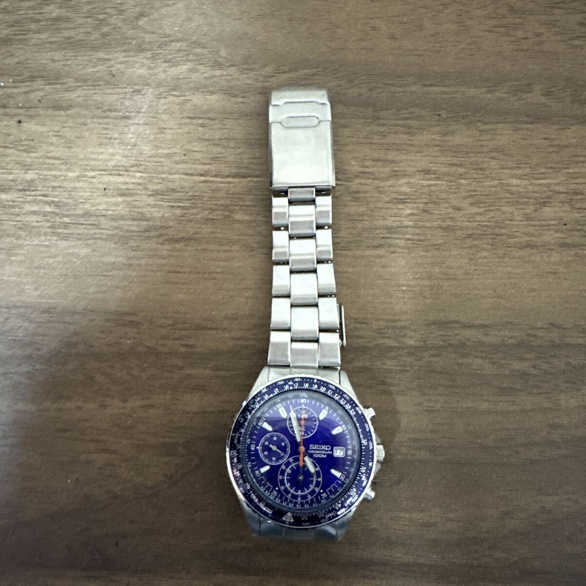 未検品　動作未確認　ジャンク　時計 セイコー クロノグラフ ブルー文字盤 青文字盤 SEIKO 7T92-0CF0 100M