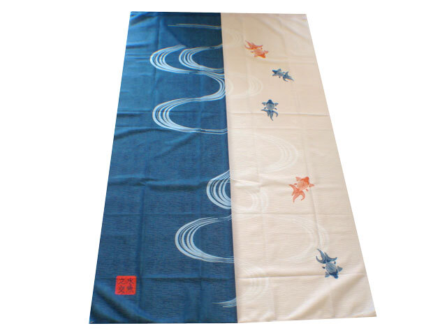 送料無料【新品】涼感　のれん【 ツートン金魚 】幅85cm×丈150cm