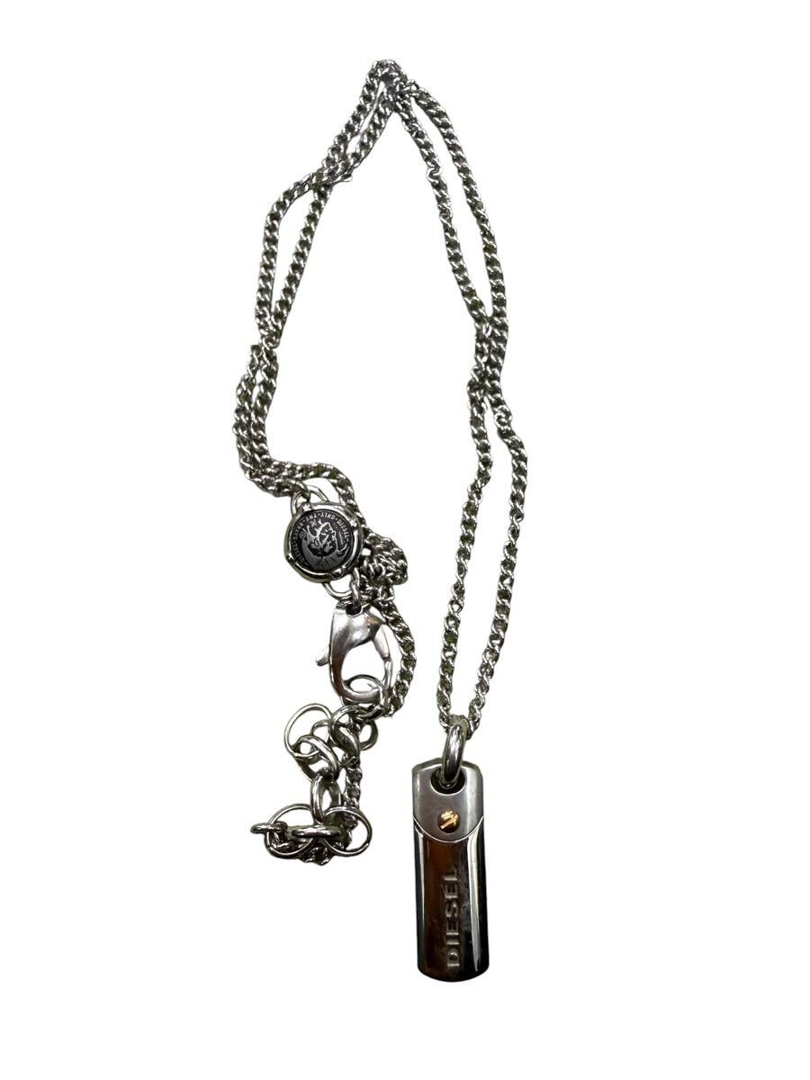 ●【売り切り】DIESEL ディーゼル ドッグタグ ネックレス シルバー 現状品