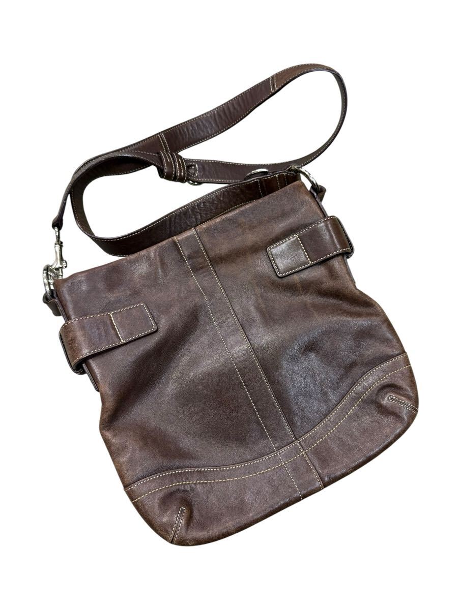 ●【売り切り】COACH コーチ レザー ショルダーバッグ ブラウン 斜め掛け可能 現状品