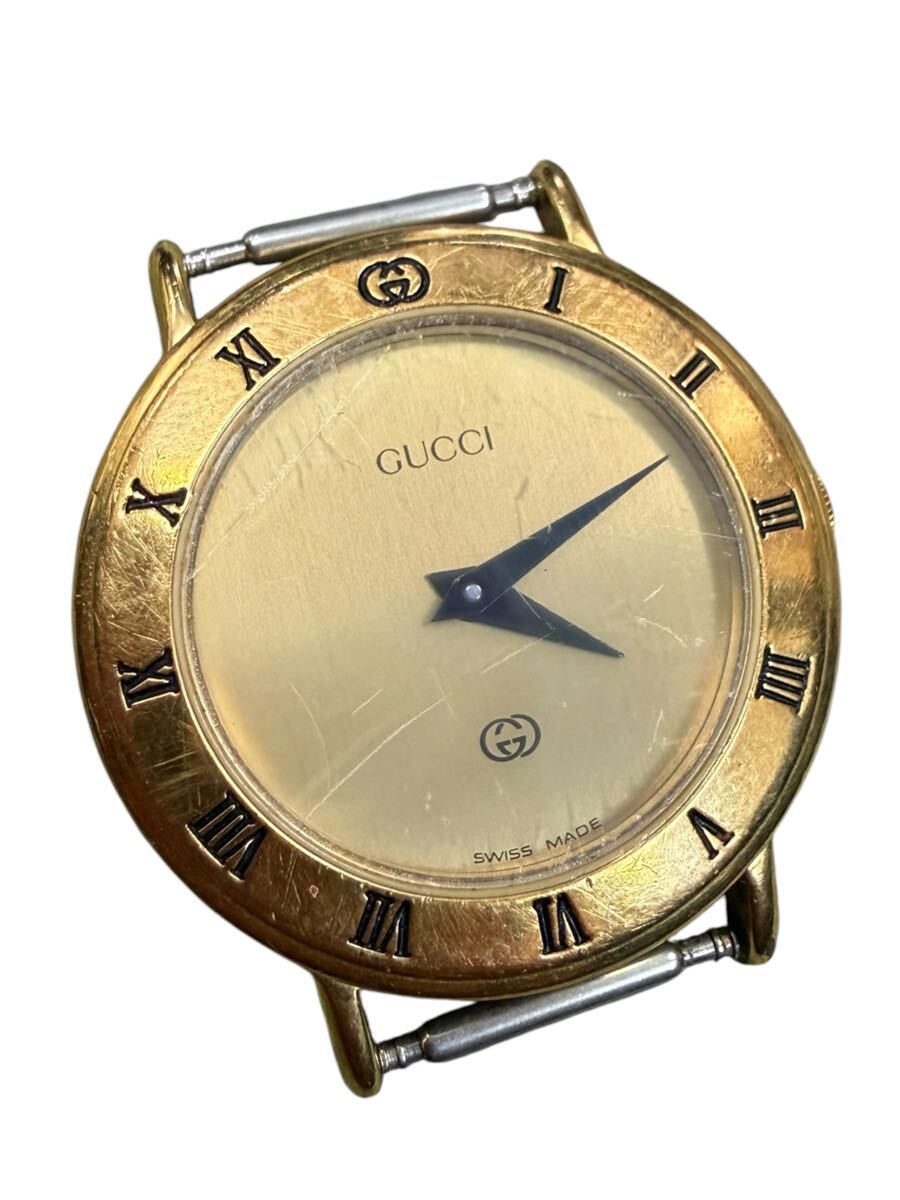 ●【売り切り】GUCCI グッチ 3000M クォーツ ゴールド文字盤 腕時計 フェイスのみ 現状品