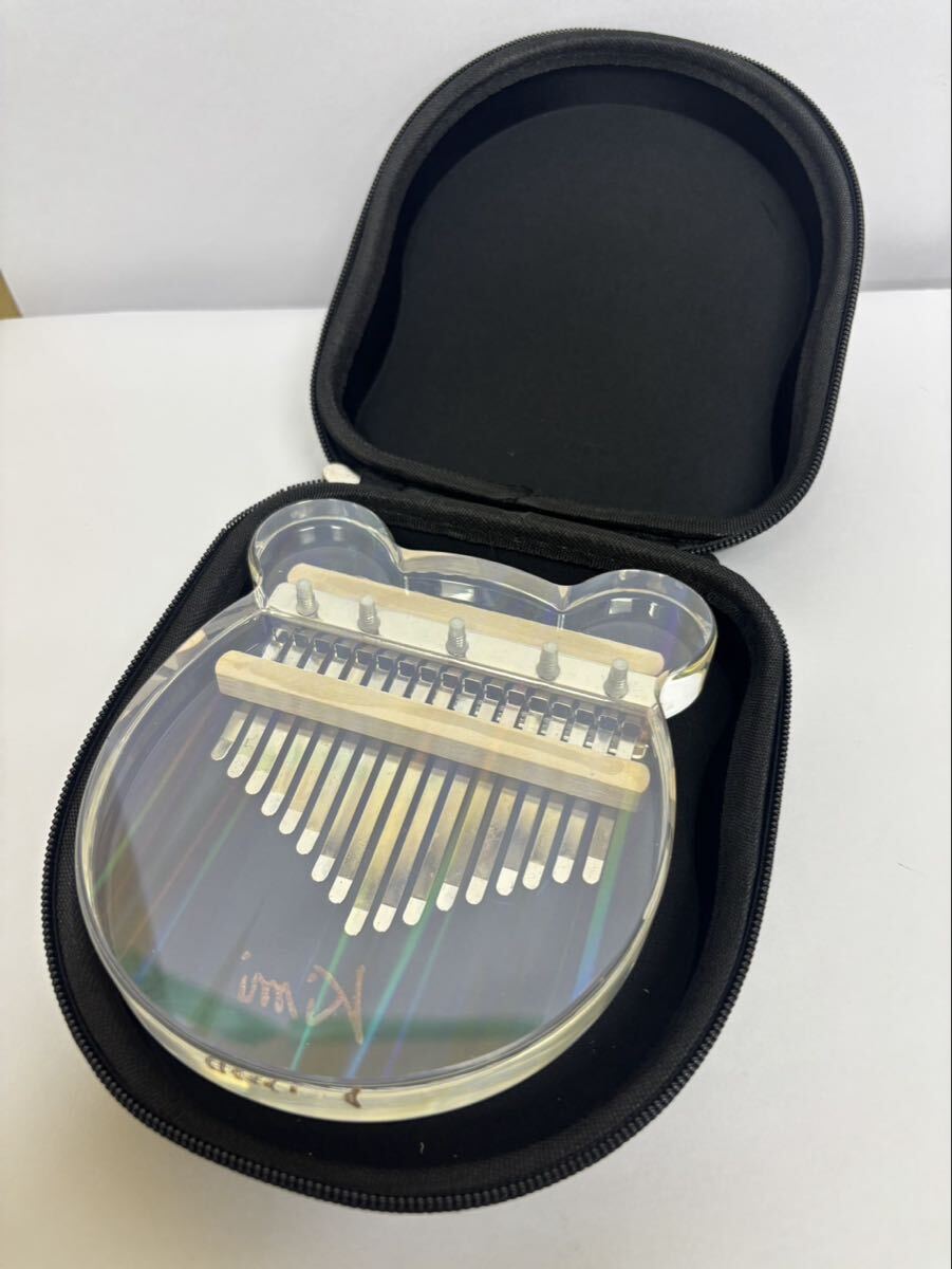 ★【売り切り】Kimi カリンバ　透明アクリル板　クマ耳　楽器　専用ケース　現状品