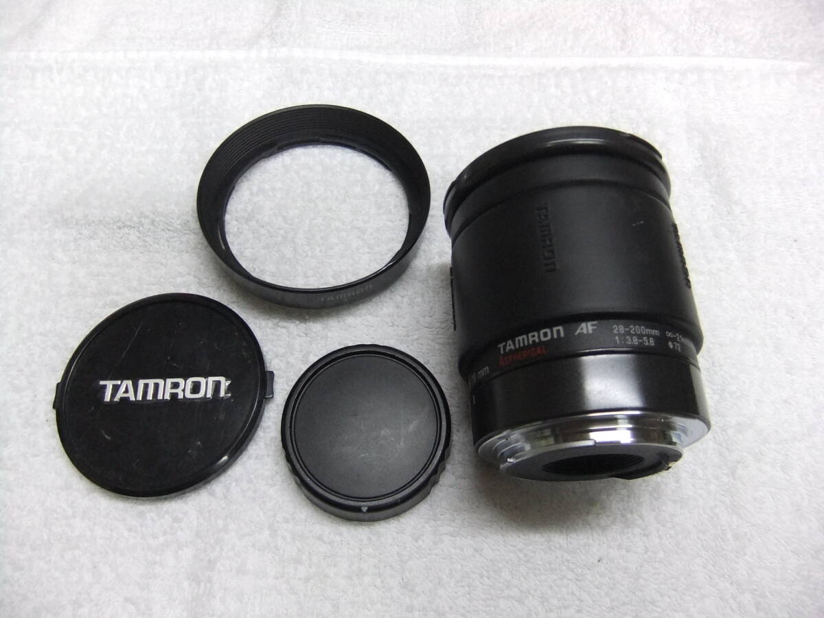 な52F タムロン Tamron AF 28-200mm F3.8-5.6 71DE キヤノン EF用 フード付 AF動作確認済 わけあり 