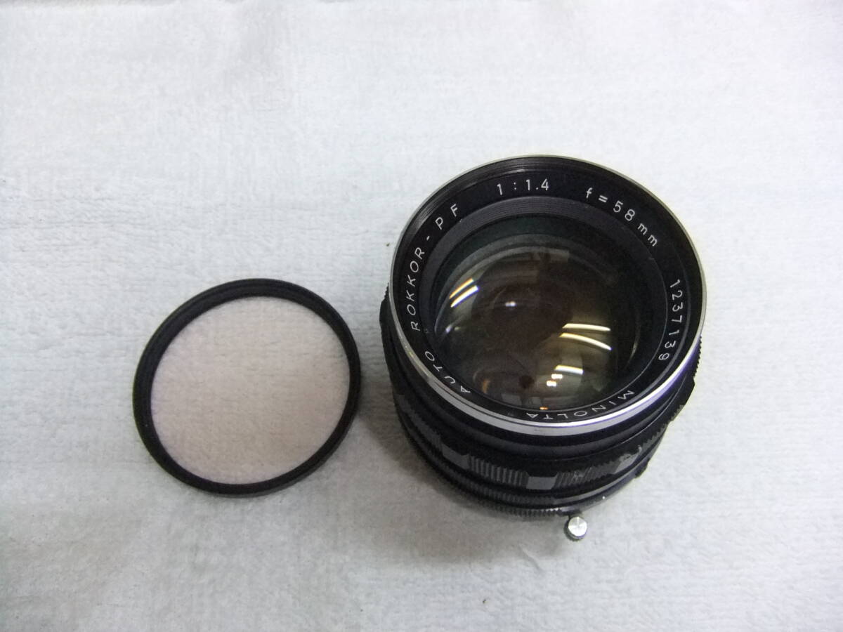 は28Ｗ MINOLTA ミノルタ AUTO ROKKOR-PF 58mm F1.4 MF フィルター付 わけあり