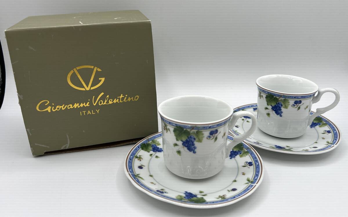 未使用 Giovanni Valentino ジョバンニバレンティノ カップ ソーサー 2客 葡萄 食器 洋食器 コ1236-A