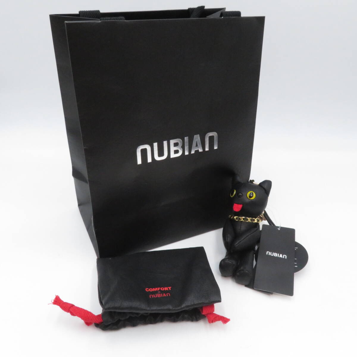 キーホルダー◆COMFORT×NUBIAN PIYONG Key Ring Leather 黒猫 レザーキーホルダー 未使用品●S0548■
