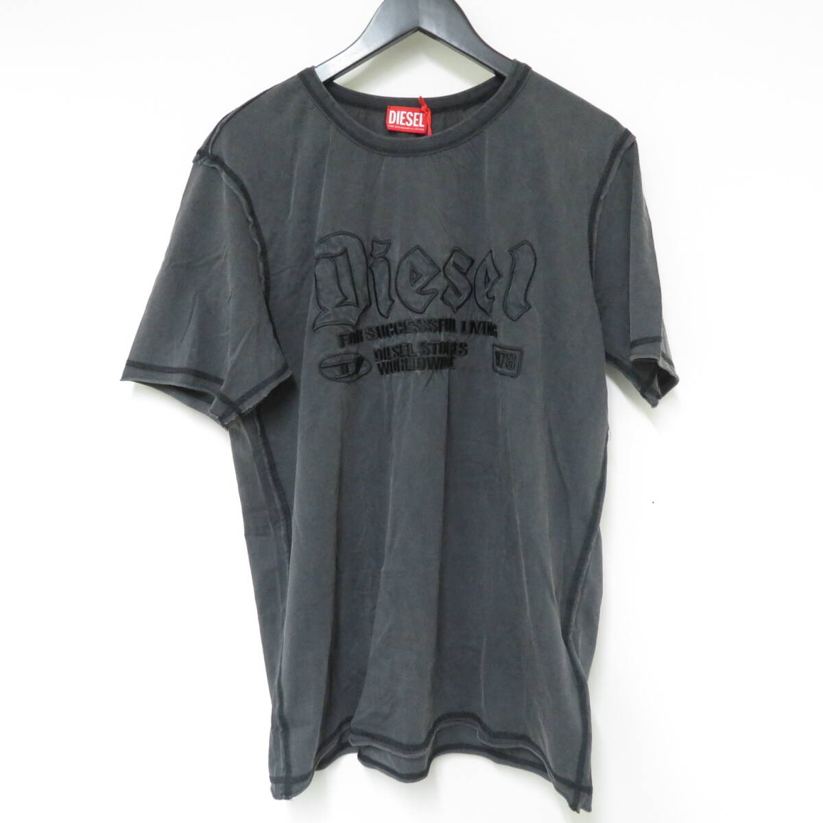 服◆DIESEL ディーゼル エンブロイダリー ブラック A140160KMAH XLサイズ 半袖 Tシャツ 未使用品●S0612■
