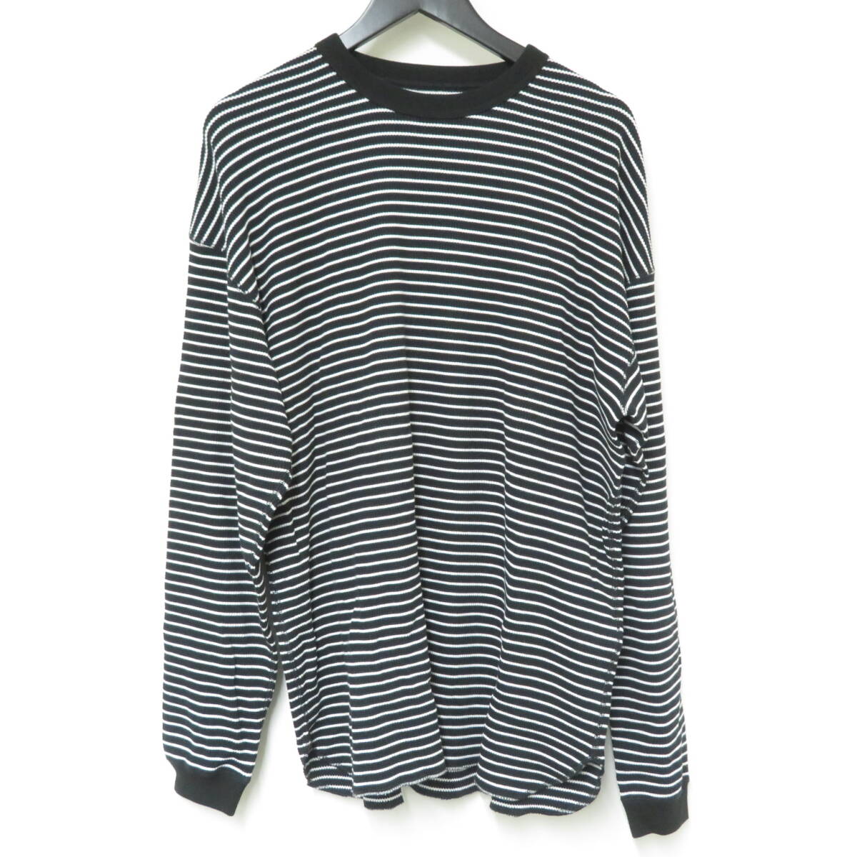 服◆BEAMS ビームス ストレッチ ルーズ クルーネック サーマル 11-14-0117-458-90-20 ボーダー 長袖Tシャツ Lサイズ 未使用品●S0614■