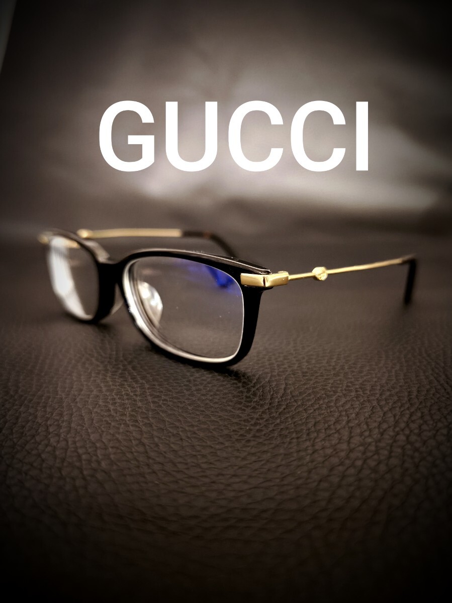 良品　本物 GUCCI グッチ メガネ フレーム GG0112OA 001 ブラック ゴールド アジアンフィット 伊達 眼鏡 サングラス イタリア製　ケース付