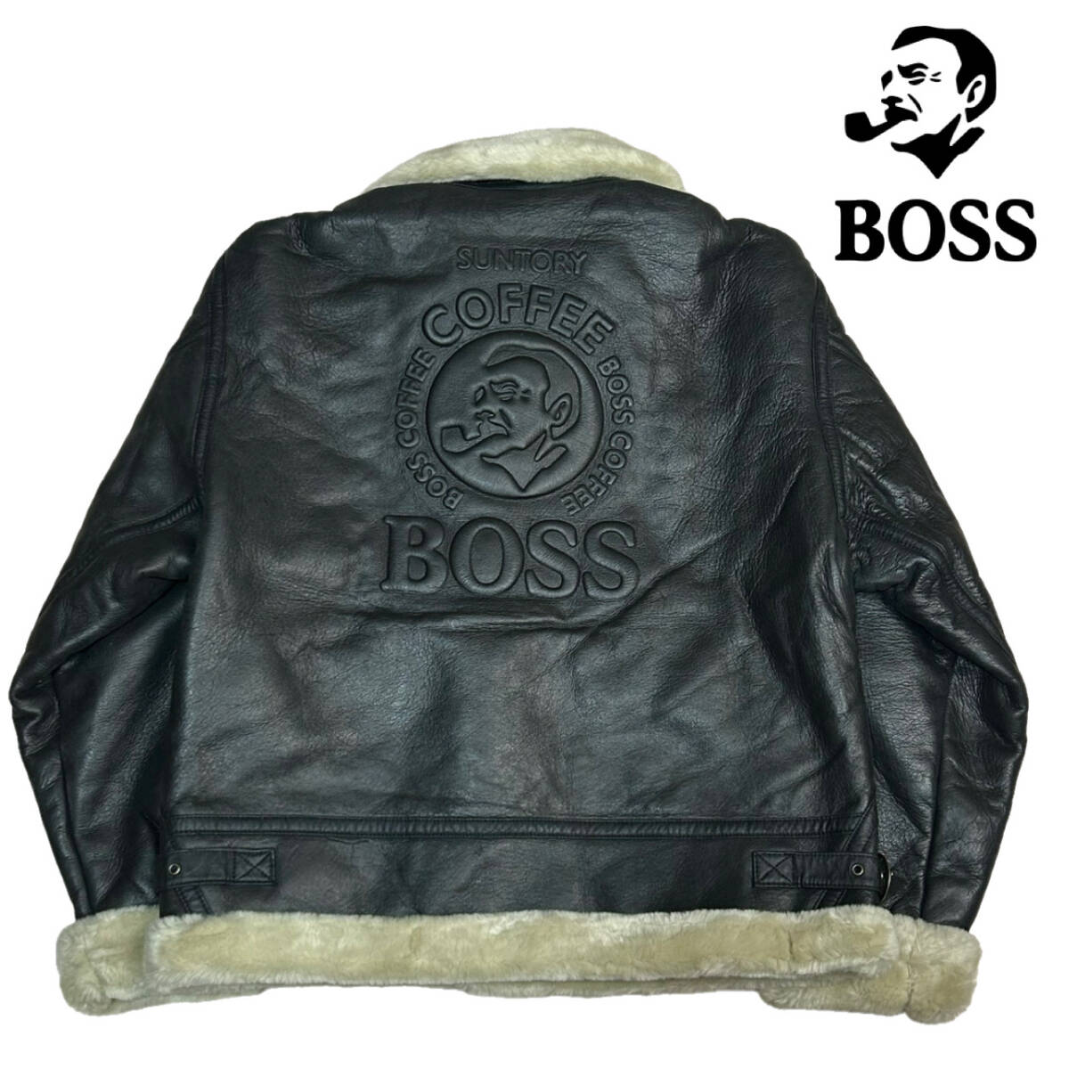 【極希少】美品!! 懸賞品 SUNTORY BOSS フライトジャケット B-3 サイズM 本革 サントリー ボス ボスジャン カウレザー 牛革