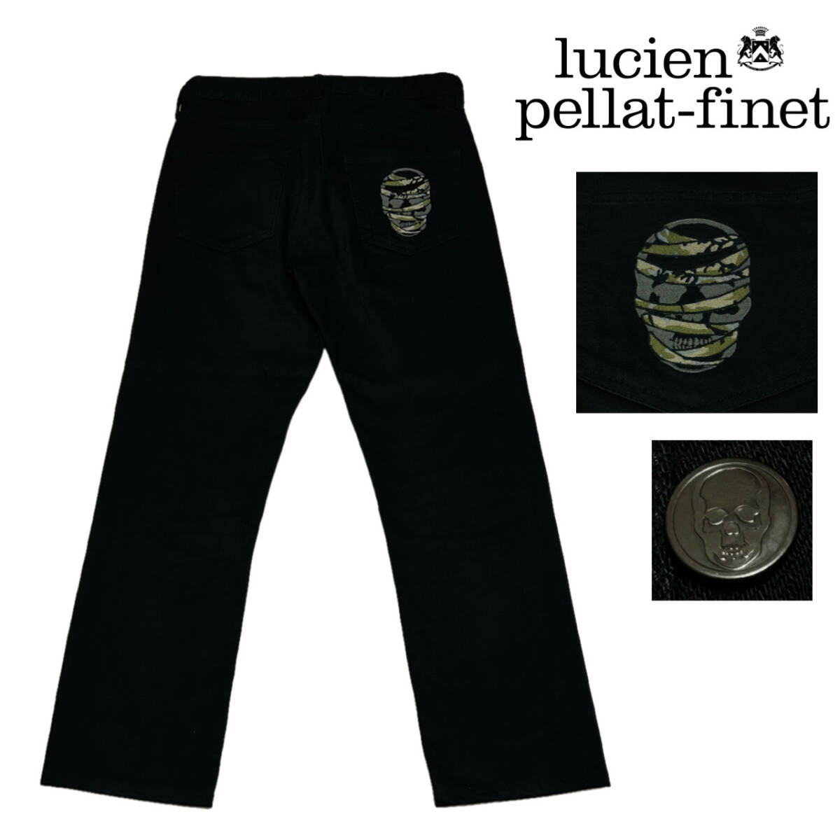 【定価5.4万】国内正規品 lucien pellat-finet ブラック デニムパンツ サイズ33 ルシアンペラフィネ スカルデニム コロネット