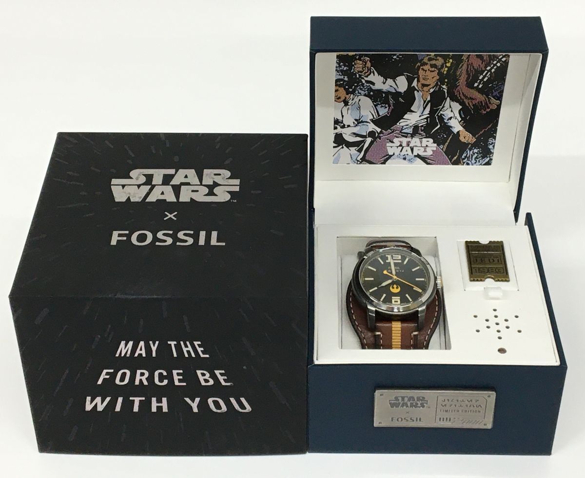 S11-860-155▲【中古】FOSSIL(フォッシル) STARWARS(スター・ウォーズ) ジェダイの帰還 40周年記念コレクション ハン・ソロ 腕時計