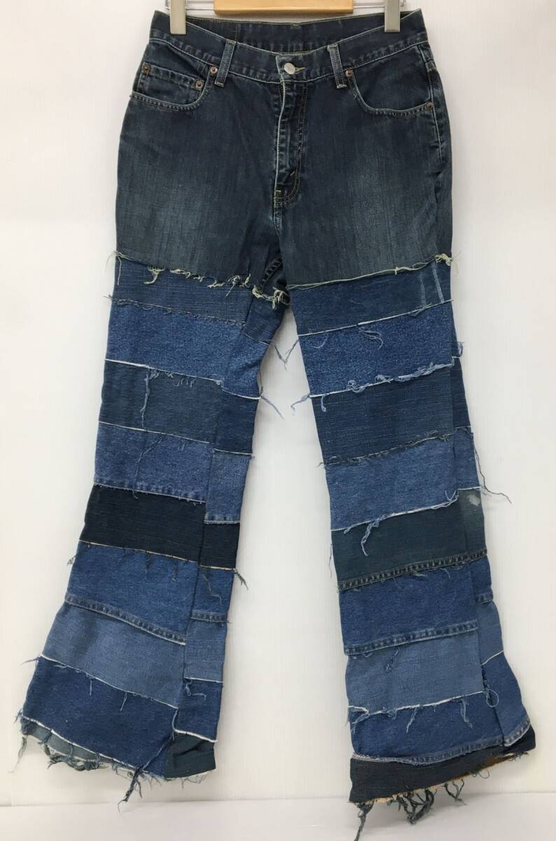 S11-810-133▲【中古/送料無料】Levi's(リーバイス) 569 リメイク デニム パッチワーク フレア ブーツカット パンツ 18R