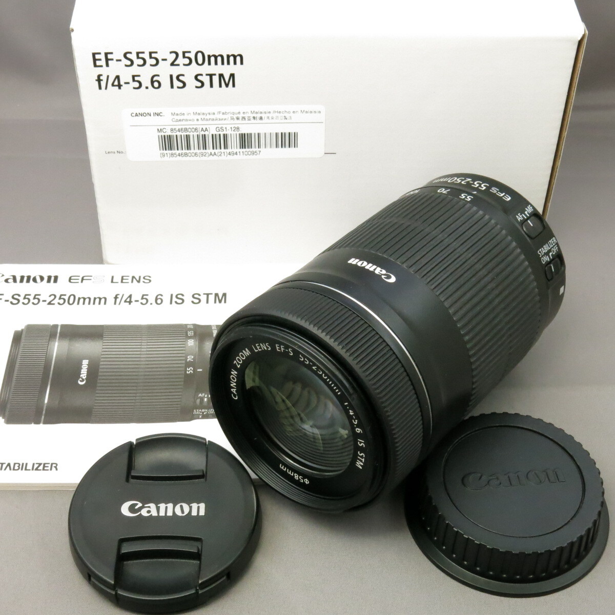 【美品】Canonキヤノン キャノン　EF-S55-250mmF4-5.6IS STM　キヤノンＥＦマウントAPS-Cサイズセンサー用★NO.8052